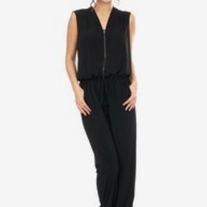 T Tahari Zip Front Jumpsuit - Black